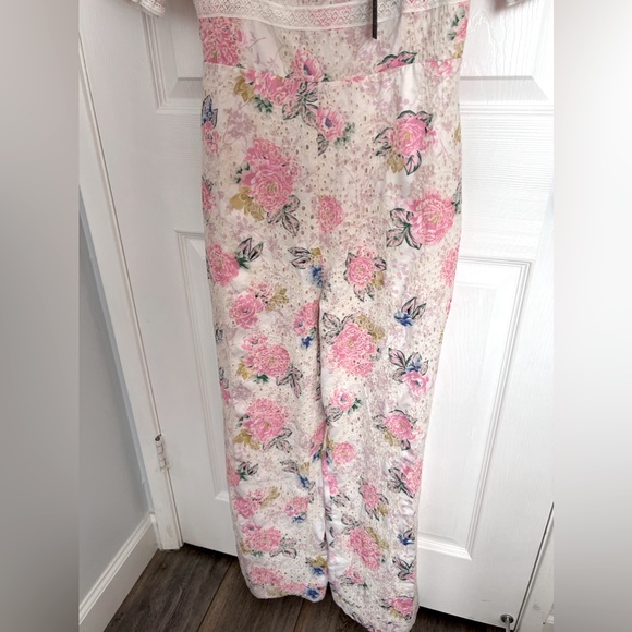 NWT Adelyn Rae Angei Eyelet Embroidered Jumpsuit in Pink Floral - Picture 11 of 15